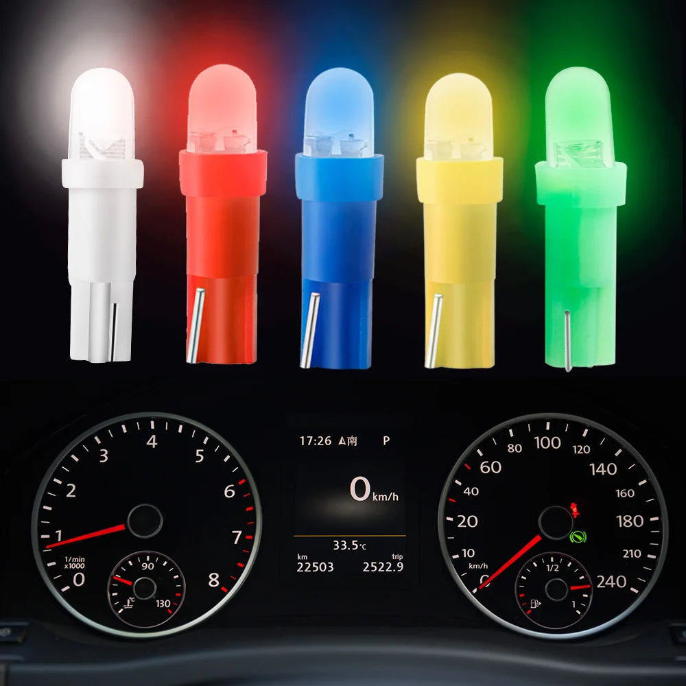 10pcs T5 B8.5d LED Car Interior Lights Instrument Panels Bulbs Low Power 5050 SMD Automobile Dashboard Switch Lamp 12V Luces