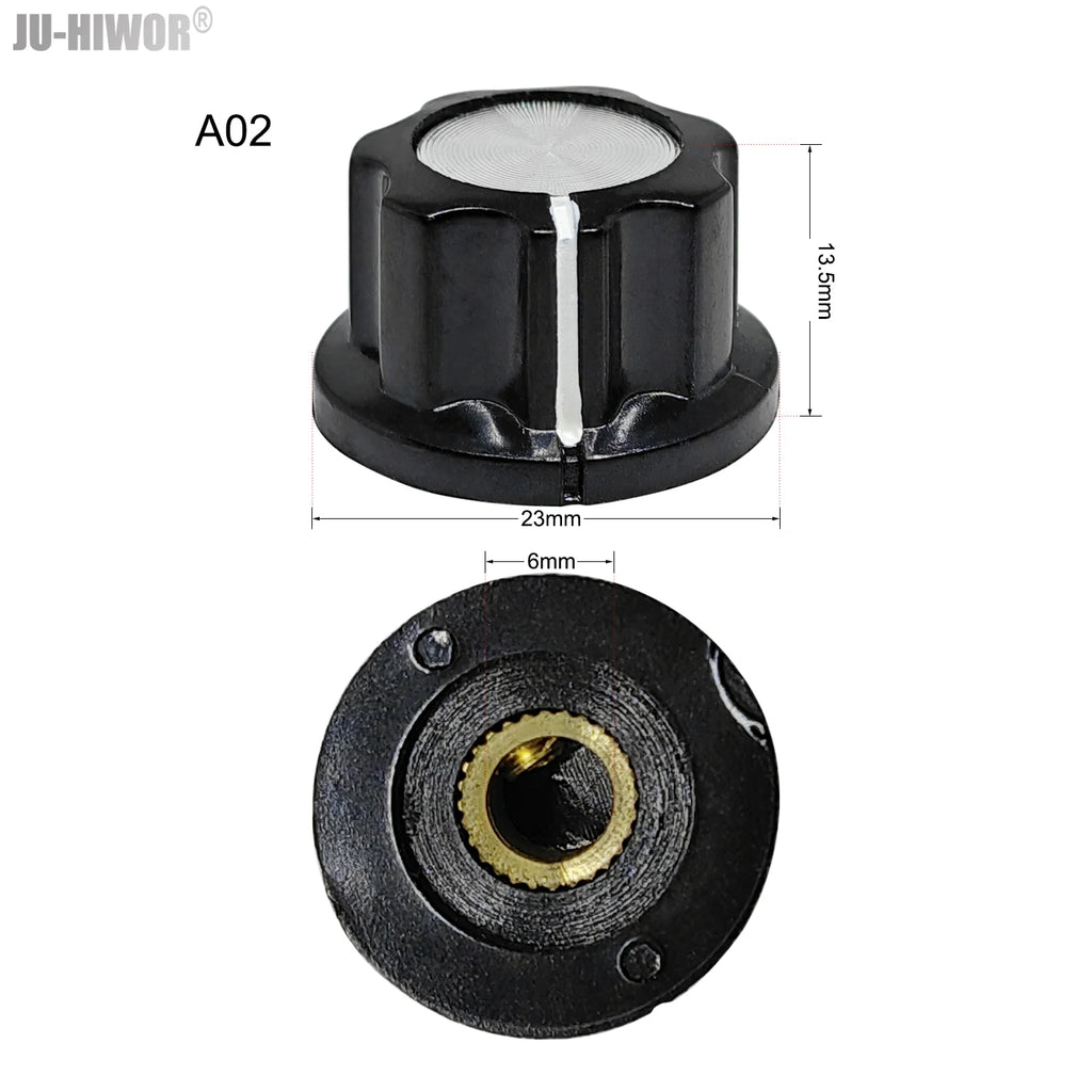 2pcs A01 A02 A03 A04 A05 Silver Tone Top Potentiometer Volume Control Rotary for 6.35mm Shaft Guitar Volume Knob