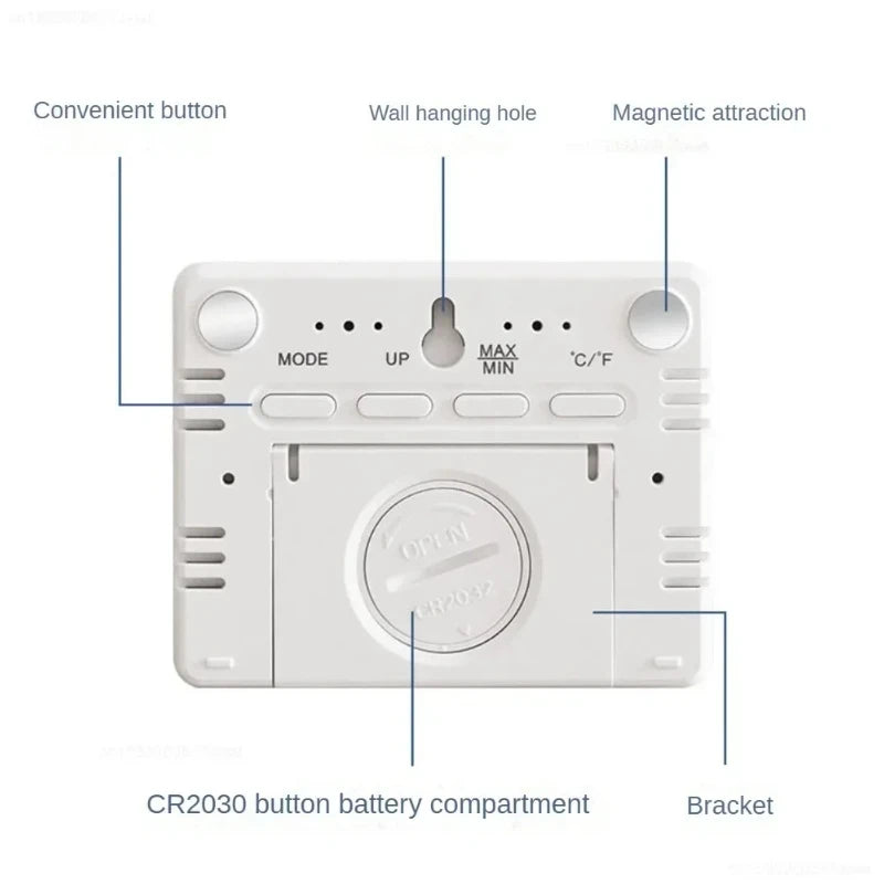 Multifunction Thermometer Hygrometer Automatic Electronic Temperature Humidity Magnetic Attraction Wall Monitor Clocks