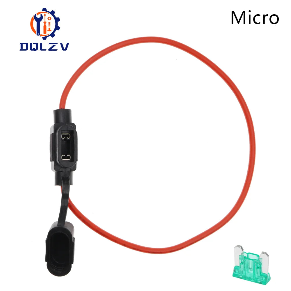 Waterproof 32V Mini Small Medium Auto Fuse Holder 18/1614/12/10AWG and Car Blade Fuse 2A 3A 5A 7.5A 10A 15A 20A 25A 30A 35A 40A