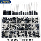 15 Values Electrolytic Capacitor Assortment Kit, 270Pcs 0.1uF to 470uF Aluminum Electrolytic Capacitors Set