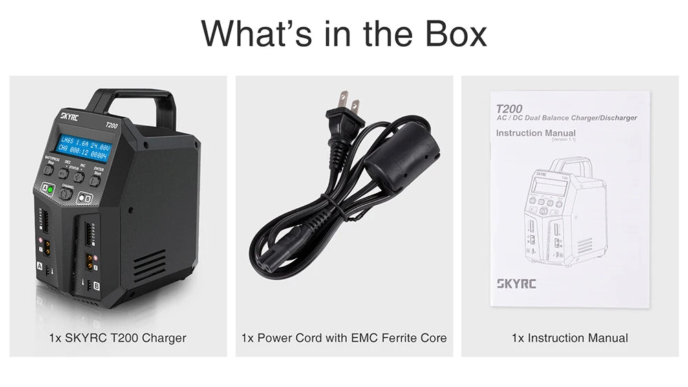 SKYRC T200 T400 T100 AC/DC Lipo Battery Dual Balance Charger Discharger for Traxass Airsoft Drone RC Battery Charger Fast Charge