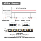 WS2812B RGBIC LED Strip Light 5V DC 5050 300LED SMD Digital LED Tape Ribbon Lamp Black PCB Waterproof Addressable RGB IC Stripe