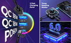 Joyroom Bluetooth 6.0 FM/AUX Transmitter Car Adapter Audio FM Transmitter Bass Boost 3 Ports PD&QC 3.0 FM Bluetooth Fast Charger