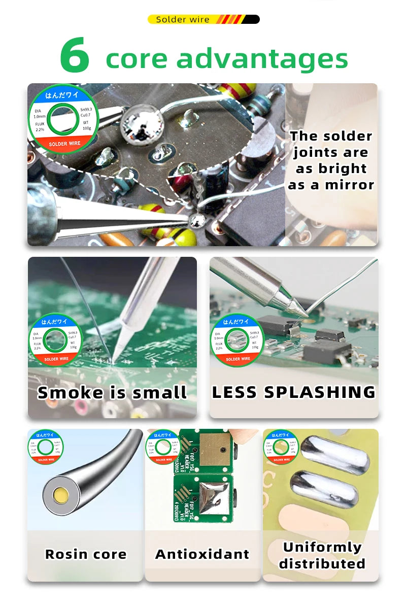 Sn99.3 Cu0.7 50G 100G Lead Free Solder Wire Tin 0.5/0.6/0.8/1.0mm Rosin Core Solder Welding Soldering Iron