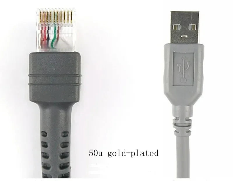 1PC 2M USB Cable For BarCode Scanner LS2208AP LS1203 LS4208 LS4278 LS9208i DS6707 DS6708 STB3578 USB to RJ48 RJ50 CBA-U01-S07ZAR