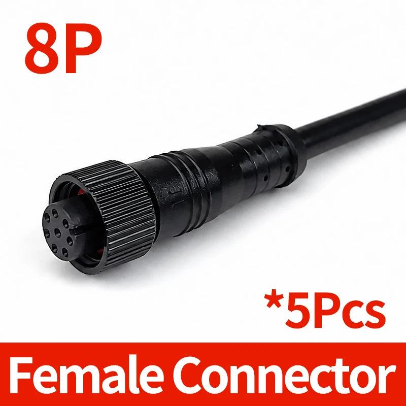 5PCS M12 IP65 Waterproof Aviation Connector 2 3 4 5 6 8 Pin Metal Panel Mount Male Plug Socket Pigtail Cable for Industrial Use