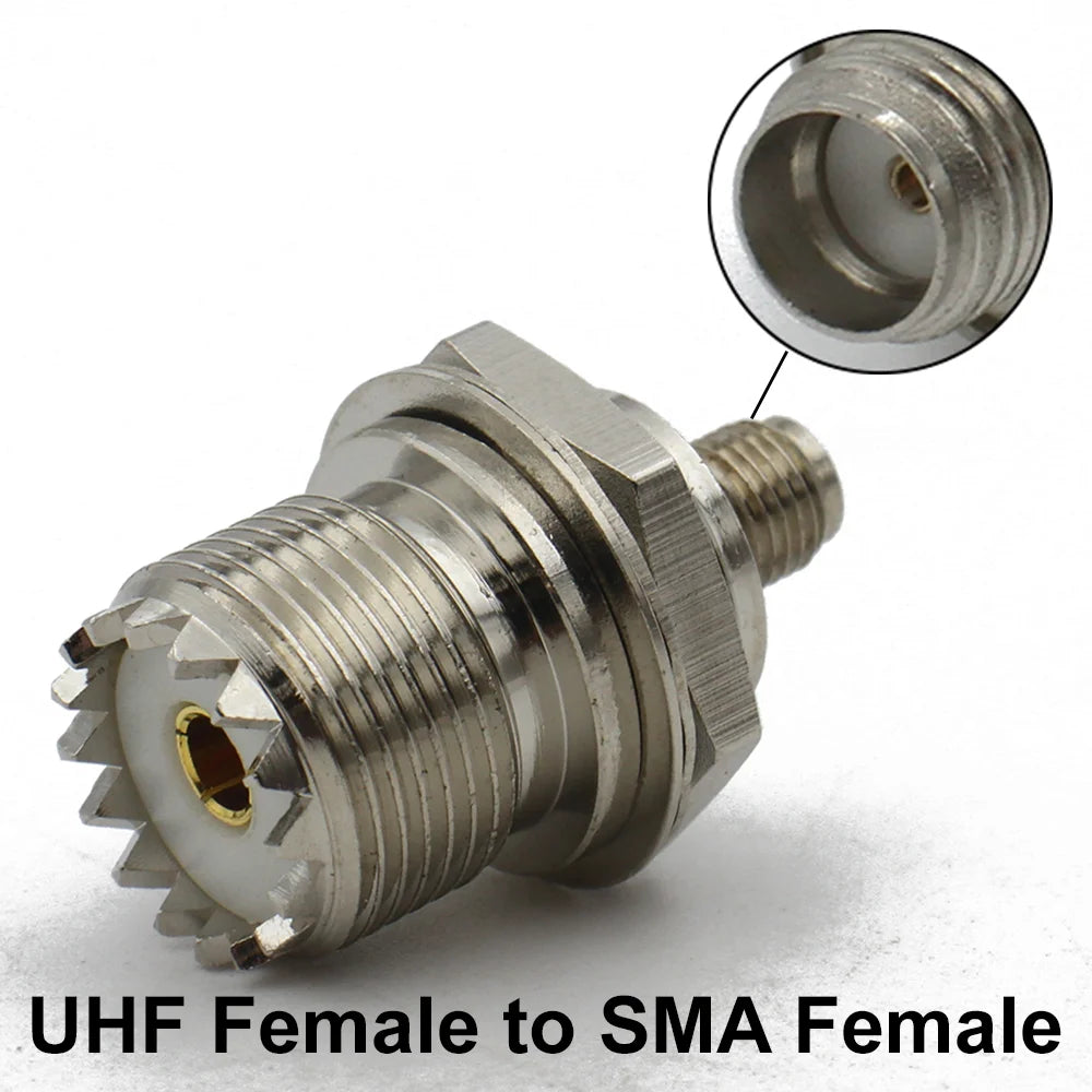 UHF to SMA Connector SO239 PL259 Male Plug & Female Jack 4Hole Flange RF Adapter Straight Brass for CB Radio/Walkie Talkie