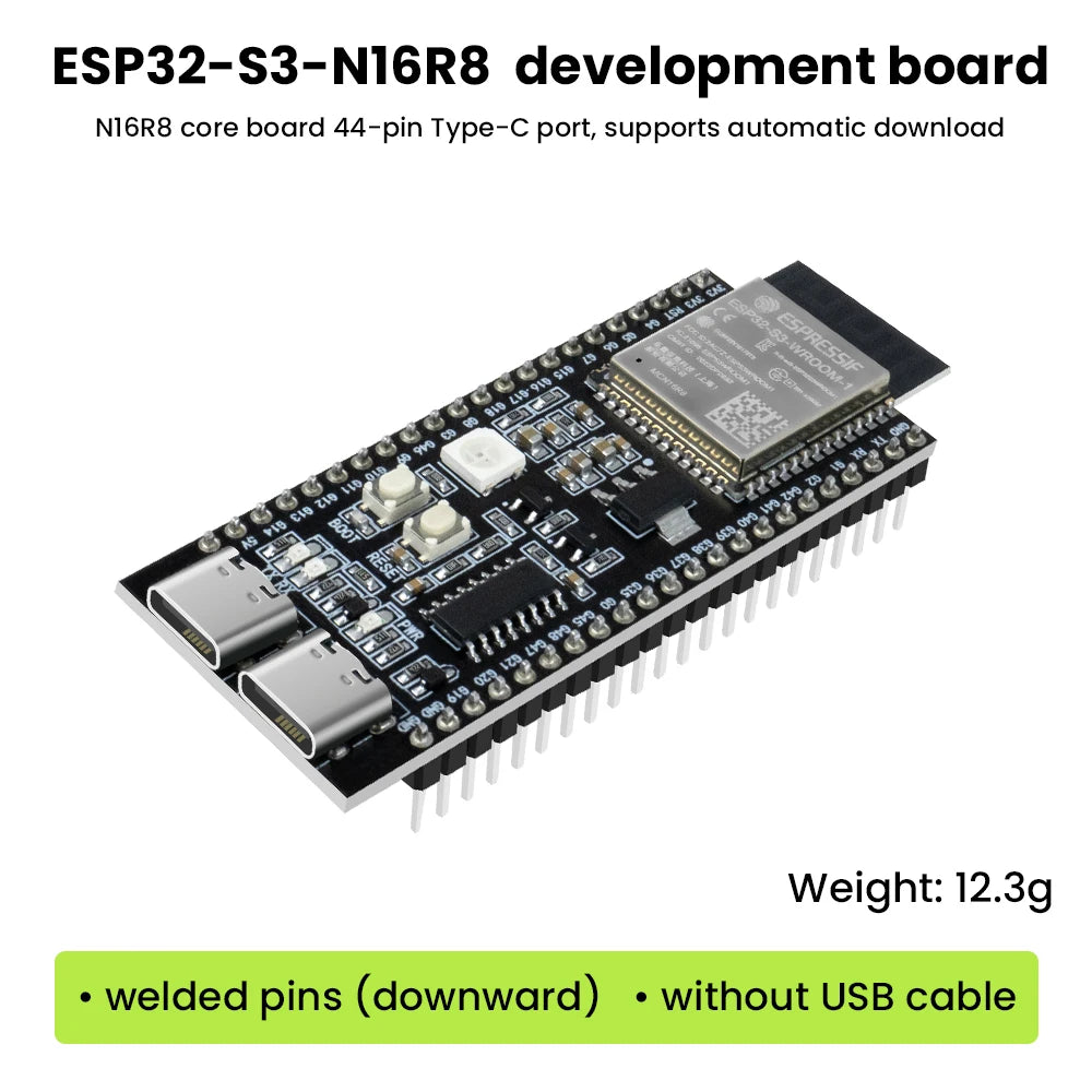 ESP32-S3-DevKitC-1 N16R8 Development Board Two Type C Integrated Wi-Fi&Bluetooth 44Pin Compatible Arduino IDE ESP-IDF Optional