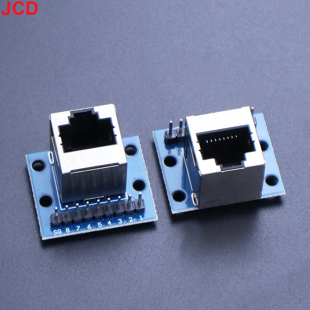 JCD 1pcs RJ45 Breakout Board With LED Lights,8P8C Female Socket Connector RJ45 Adapter Test Board with Pin Headers