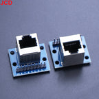 JCD 1pcs RJ45 Breakout Board With LED Lights,8P8C Female Socket Connector RJ45 Adapter Test Board with Pin Headers