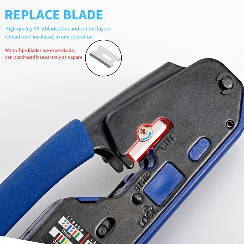 RJ45 Crimping Tools Pliers Network Cable Crimper Wire Stripper Cutter Ethernet Clip Tongs RJ45 RJ12 RJ11 Cat6 Cat5e Cat5