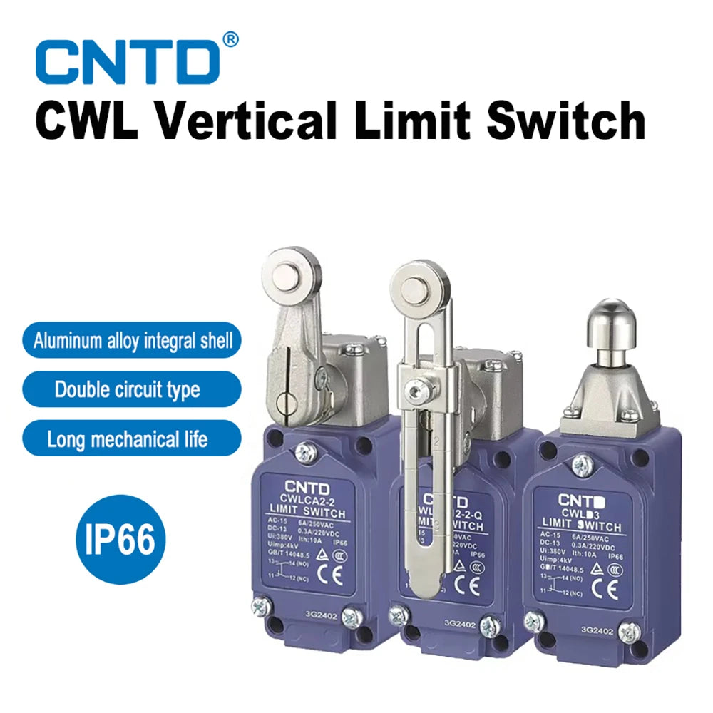 CNTD CWLD1 Vertical Limit Switch 10A 380VAC IP66 DPDT Za Double-Break Vertical Roller Plunger Industrial