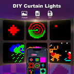 Led Smart Curtain Lights New Year's Garland App RGB Fairy Lights DIY Music Change Display for Window Christmas Room Decoration