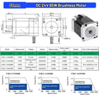 Nema23 57mm Brushless BLDC Motor 65W 69W 130W 188W DC 24V AC 220V 8mm Shaft Hall Sensor Motor 3000RPM 0.6Nm For CNC