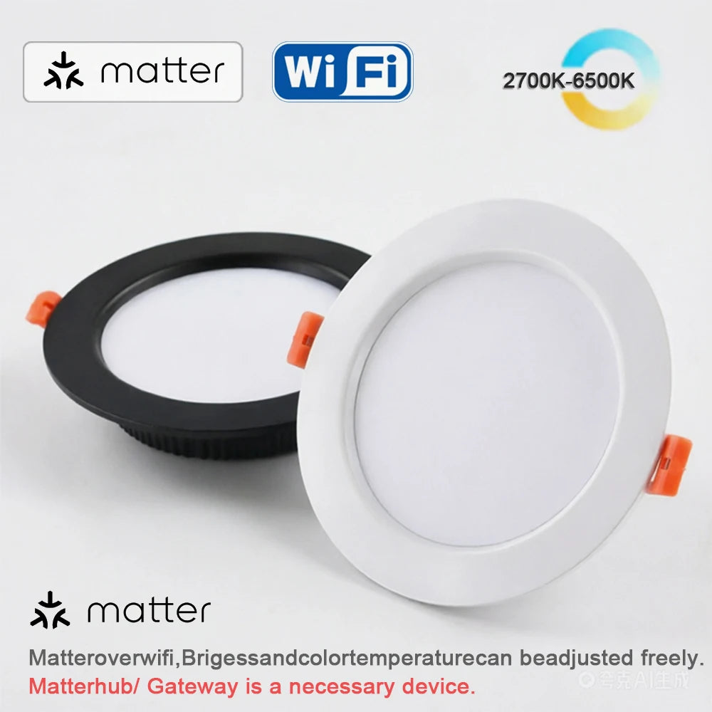 Tuya Smart Ultra-thin Embedded LED Downlight Bluetooth Zigbee Matter 3CCT Dimmable AC110V 220V Ceiling Lamp Indoor Lighting