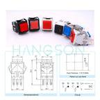 25PCS KD2 Push Button Switch Momentary Latching Square With Full Surface Light LED Indicator 8PIN 3A/250V 6A/125V