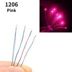 10pcs/Bag 0805 1206 SMD Lamp Wired Micro Litz Led Pre-Soldered Chip Wired 3V Railway Model Toy Light DIY Leads Wires 30cm
