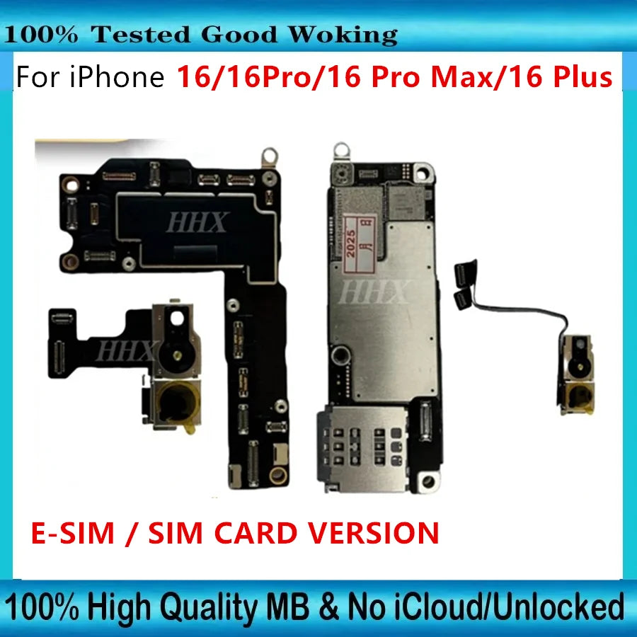 Unlocked Motherboard For iPhone 16 16 Pro 16 Pro Max SIM Card Version Logic Board Clean ICloud With Face ID OS Update Full Teste