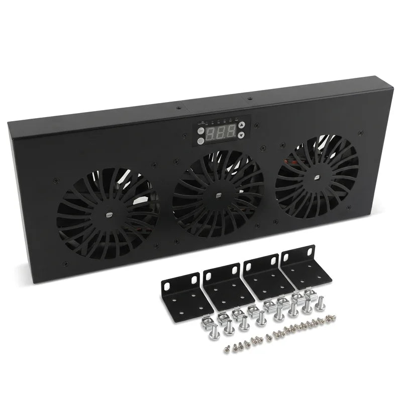 US 19" Rack Cabinet Cooling Fan Module1U/2U Horizontal/Vertical Mount Temperature Control Server Chassis Fan Black/Silver
