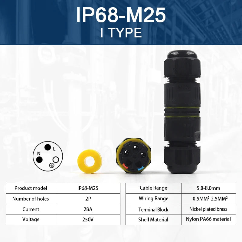 M25-2/3/4/5 Pin IP68 Push-In Spring Splice Terminal Blocks With Lever Quick Wire Connector Outdoor Waterproof Junction Box