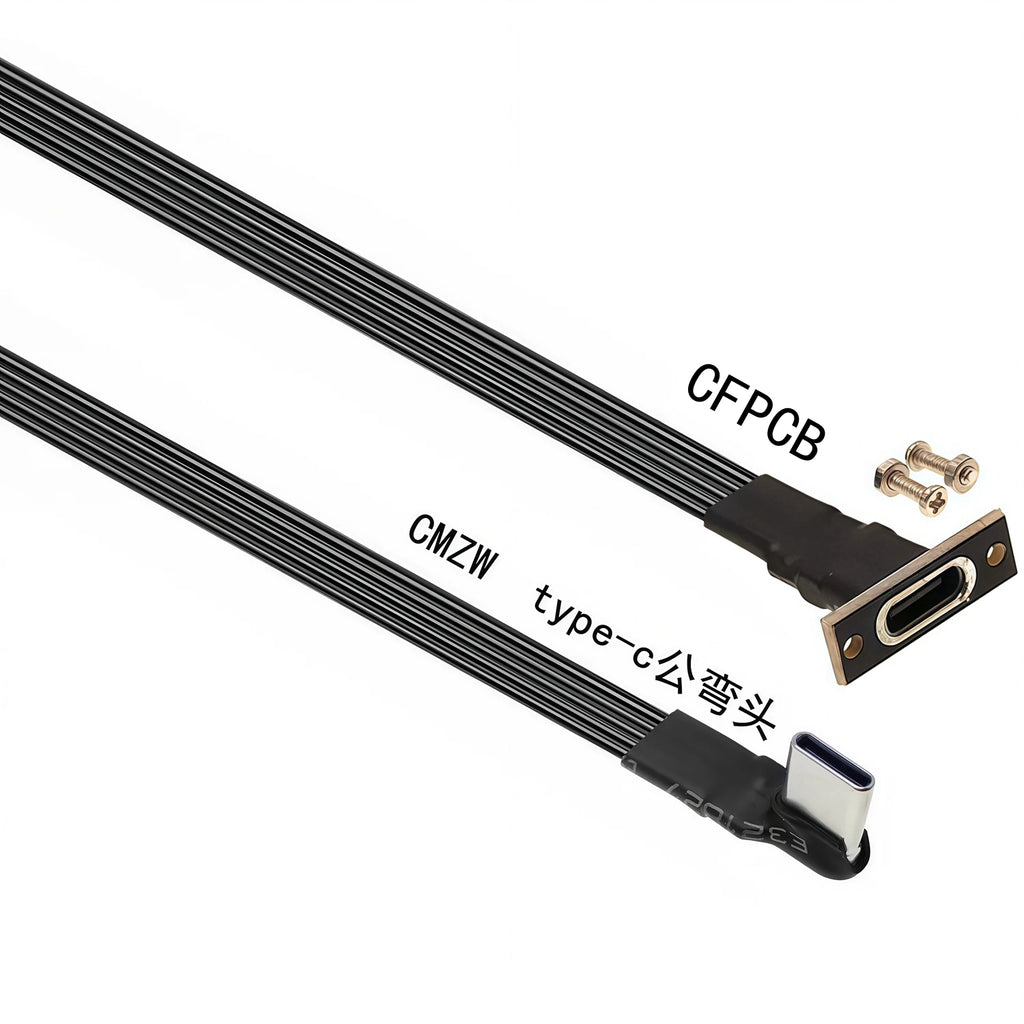 5CM 10CM 30CM USB 2.0 Type-C Flat Cable Extension FPC Cable USB 2.0 USB-C 90° Up/Down Angled Plug 5CM-1M