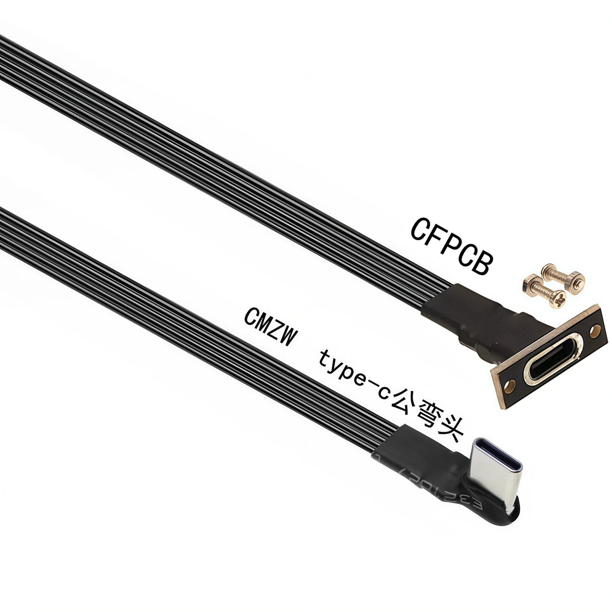 5CM 10CM 30CM USB 2.0 Type-C Flat Cable Extension FPC Cable USB 2.0 USB-C 90° Up/Down Angled Plug 5CM-1M