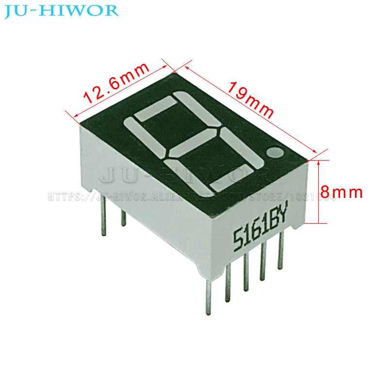10pcs 0.56 Inch 10Pins 5161AY 5161BY 1 Bit Digit 7 Segment Yellow LED Digital Display Digitron Common Anode Cathode C-C C-A