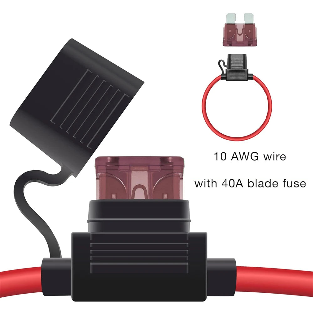 2-10PCS Inline Fuse Holders 12V,10/12/14/16/18 AWG Inline Fuses,Waterproof Fuse Holder with 10A-40A ATC/ATO Standard Blade Fuses