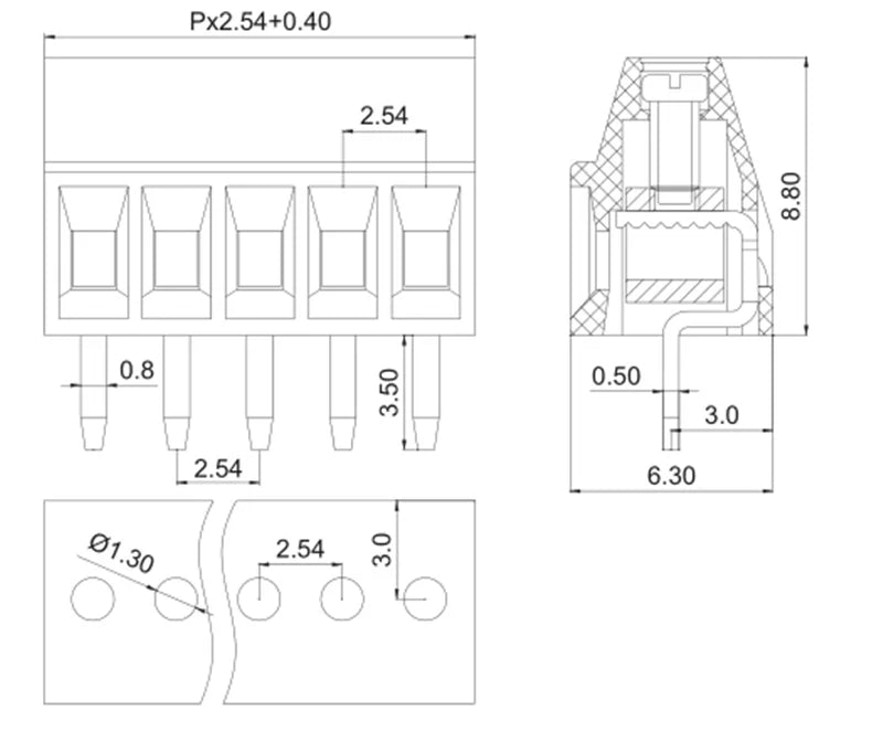 5/10Pcs KF128 2.54mm PCB Mini Screw Terminal Block Connector KF128-2.54 2/3/4/5/6/7/8/9/10/12/14/16Pin 150V 6A for 26-18AWG Cabl
