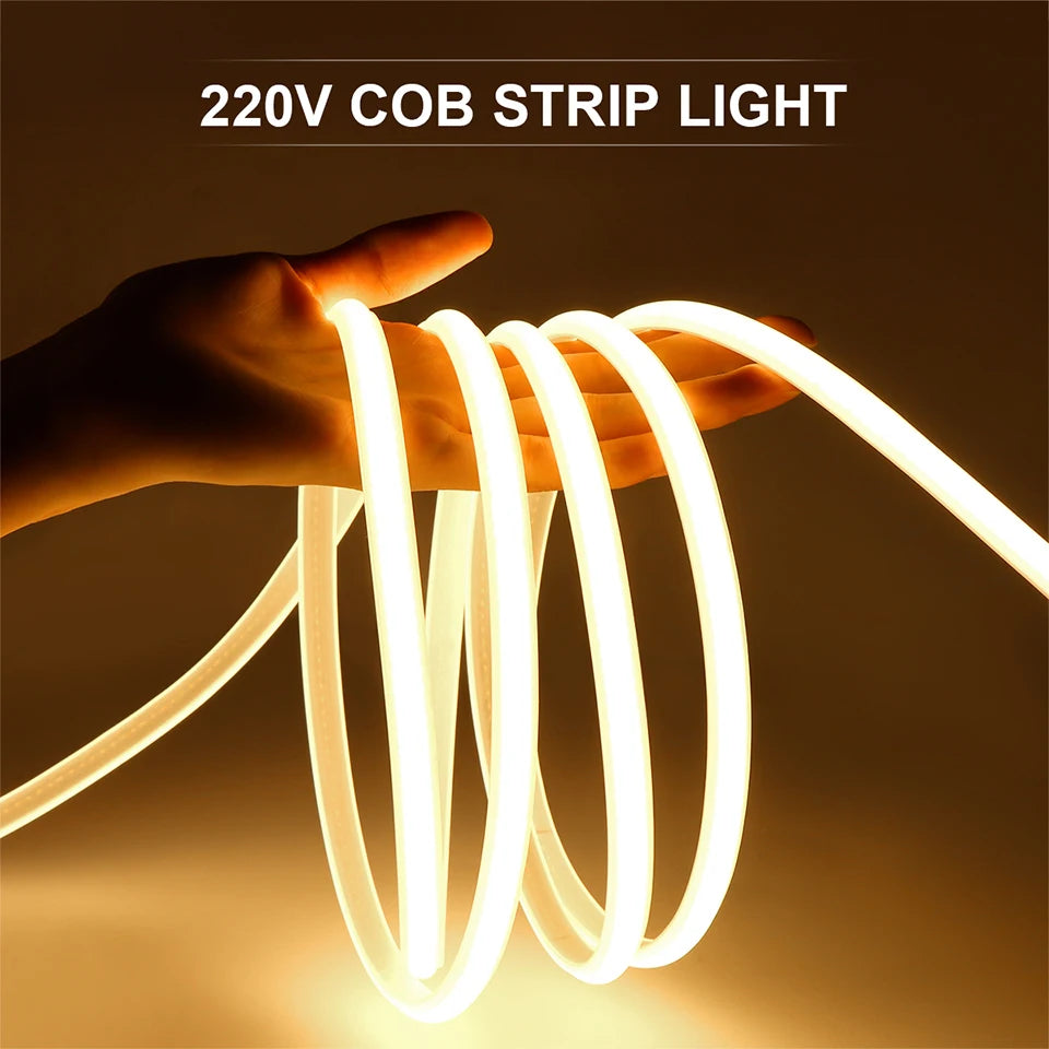 1M-35M 220V 110V COB LED Strip Light RA90 Super Bright 320LEDs/m Flexible Outdoor Lamp Waterproof LED Tape With EU US Power Plug