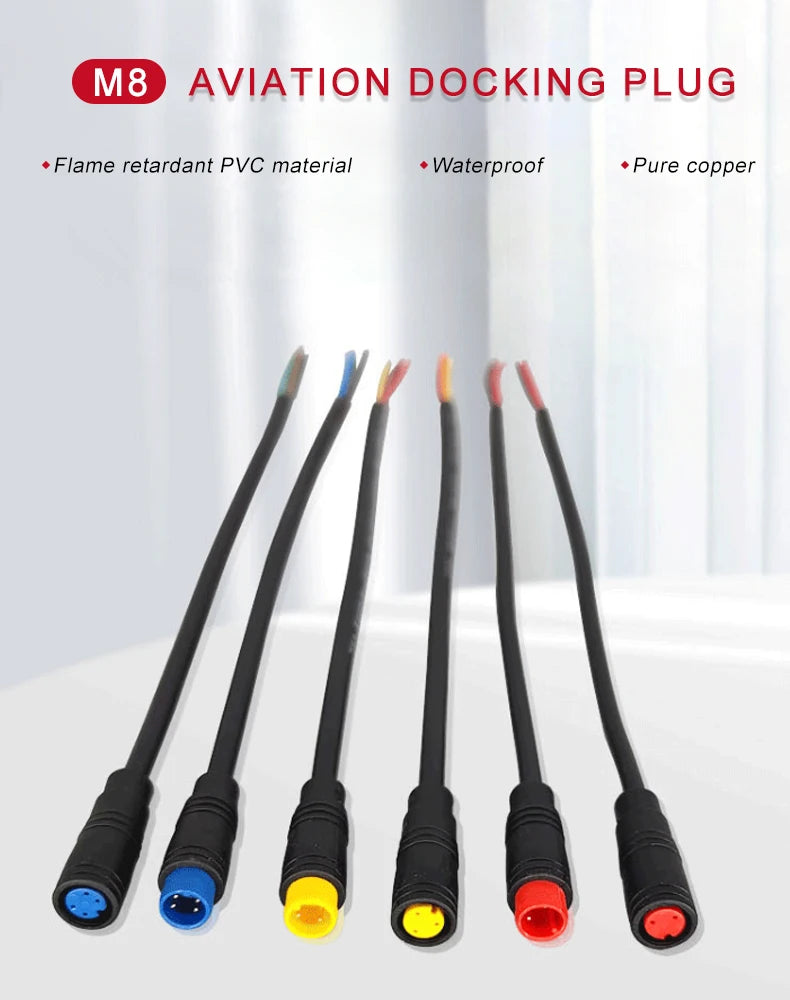 10Sets M6/M8 Multi-Pin Electric Butt Connector 2/3/4/5/6 Pin 20cm Cable Plug, Julet Style for Scooter, Motorcycle, EV Control