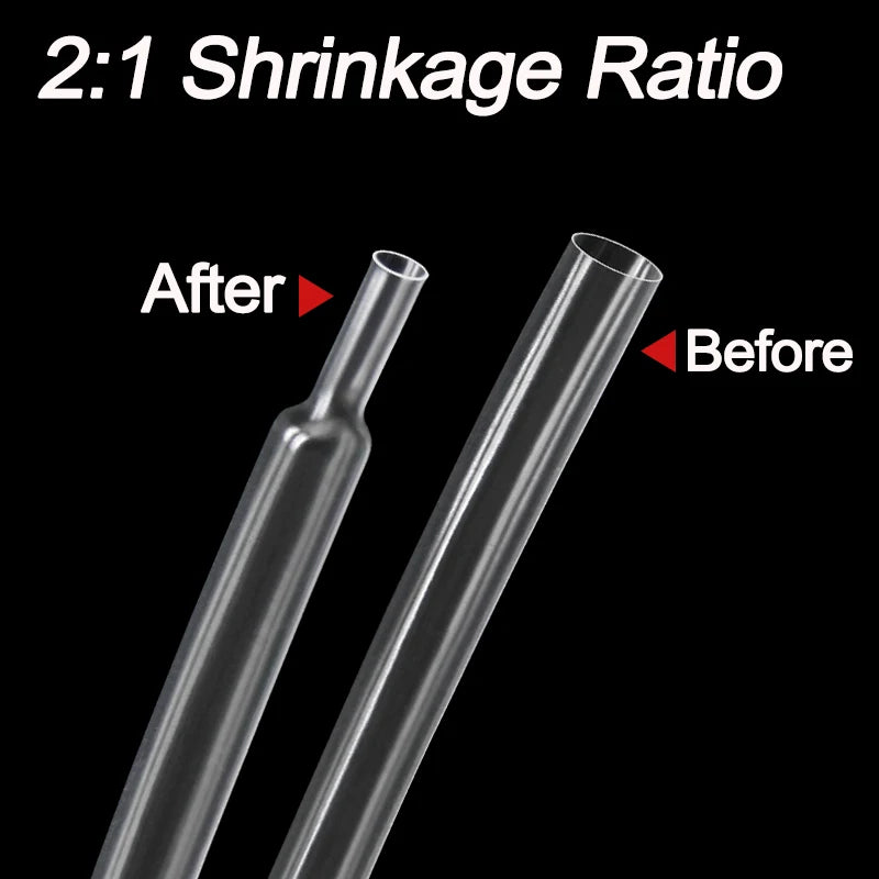 2/5/10m Super Thin Wall Soft Shrinkable Tube Transparent 1mm ~ 20mm  2:1 Heat Shrink Tube Earphone Line Audio Cable Sleeve Wrap