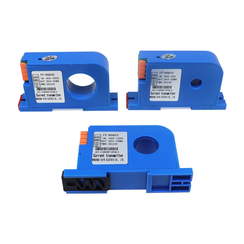 Hall DC Current Sensor Transmitter Output 4-20mA Power Supply 24VDC 0-150A Input 10mm 22mm 30mm Hole Current Transformer