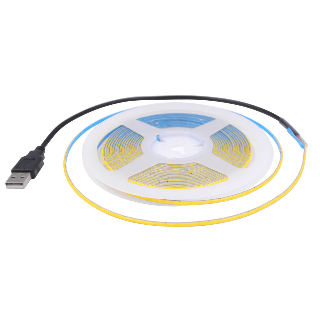 DC 5V USB COB Strip 3MM 5MM 8MM White/Pink/Red/White/Yellow/Ice Blue/Green Flexible Ribbon Rope Home Decor TV Backlight