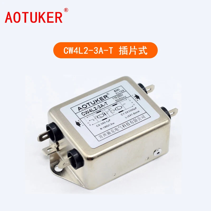 EMI Power Filter 115V/220V/250V Single Phase CW4L2-20A-T Dual Stage Filter Anti-Interference Power Purifier