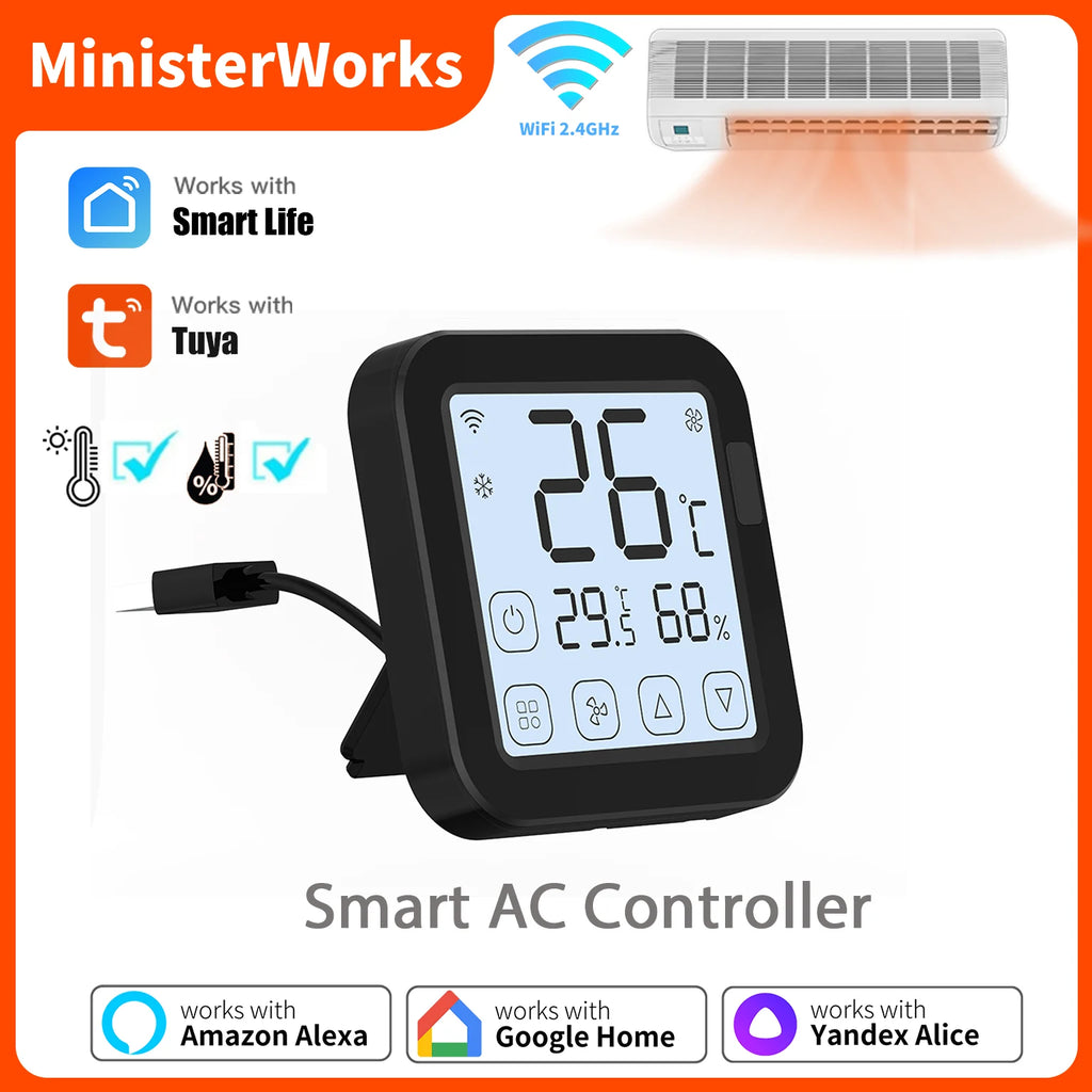 Thermometer Hygrometer With Tuya Temperature Humidity Sensor and AC Remote Backlight Support Work With Yandex Alexa SmartLife