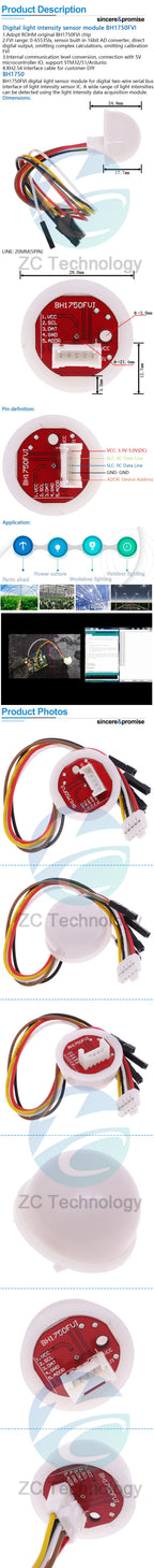 Intelligent Electronic BH1750 BH1750FVI Chip Light Intensity Light Module Light Ball for Arduino