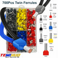 100/700pcs TE Double Wire Tube PVC Insulated Terminal Crimping End Cold Wire Connector Electrical Ferrules Tubular, Double Wire