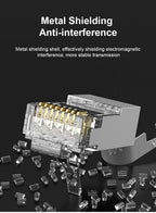 CAT6 CAT7 CAT5E RJ45 Connectors Pass Through Modular Plug Network UTP 3/50μ Gold-Plated 8P8C Crimp End for Ethernet Cable