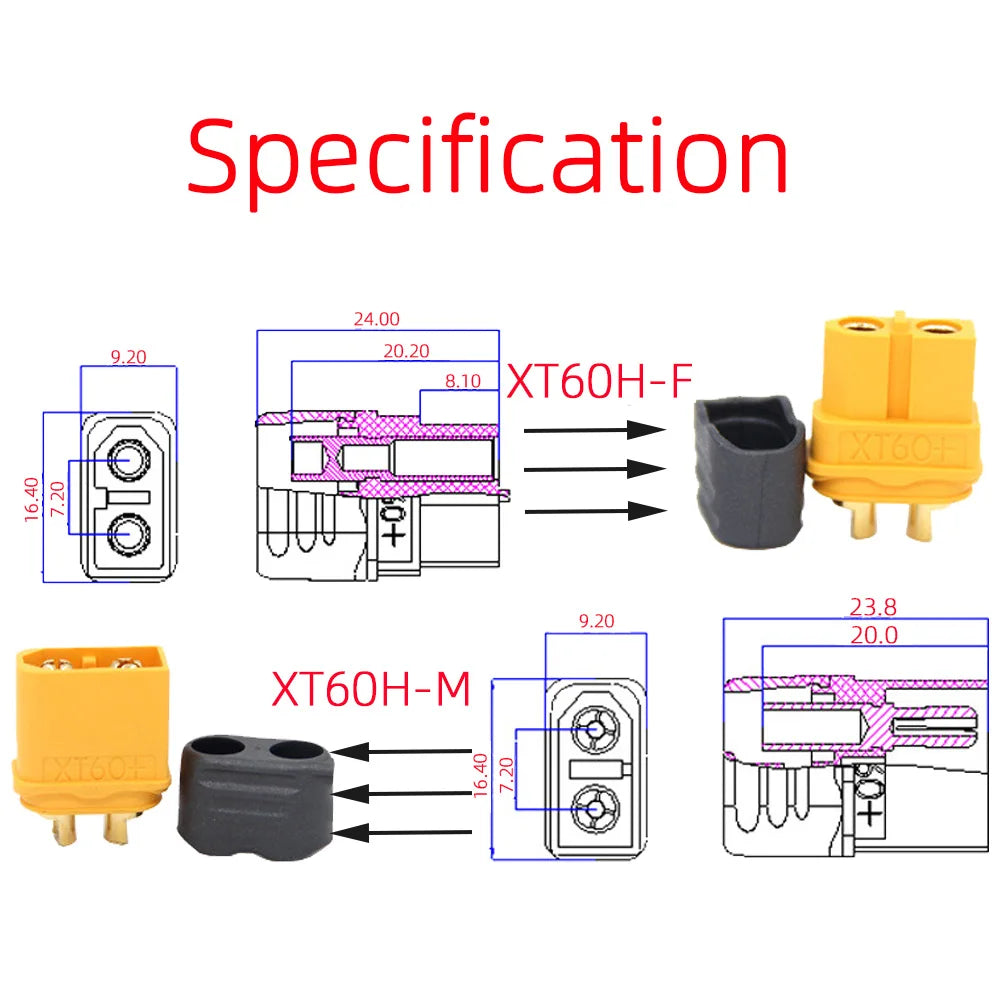 Anderson to XT60 Female Adapter Cable 11.81FT 12awg Ebike Battery Wire  XT60  XT60 Connectors Plugs