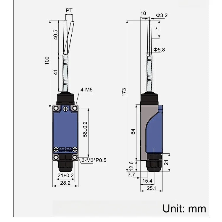 CNTD Momentary Miniature Travel Switch Spring Stick Rod Enclosed Limit Switch CZ-8166N Vertical Limit Switch IP65