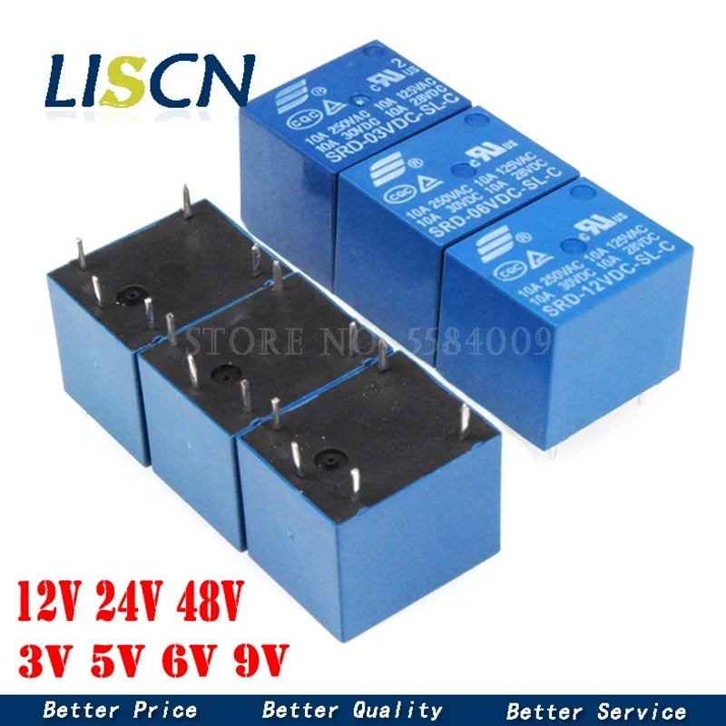 5PCS Relay SRD-03VDC-SL-C SRD-05VDC-SL-C SRD-24VDC-SL-C SRD-12VDC-SL-C 3V 5V 6V 9V 12V 24V 48V 10A 250VAC 5PIN Relays Relais