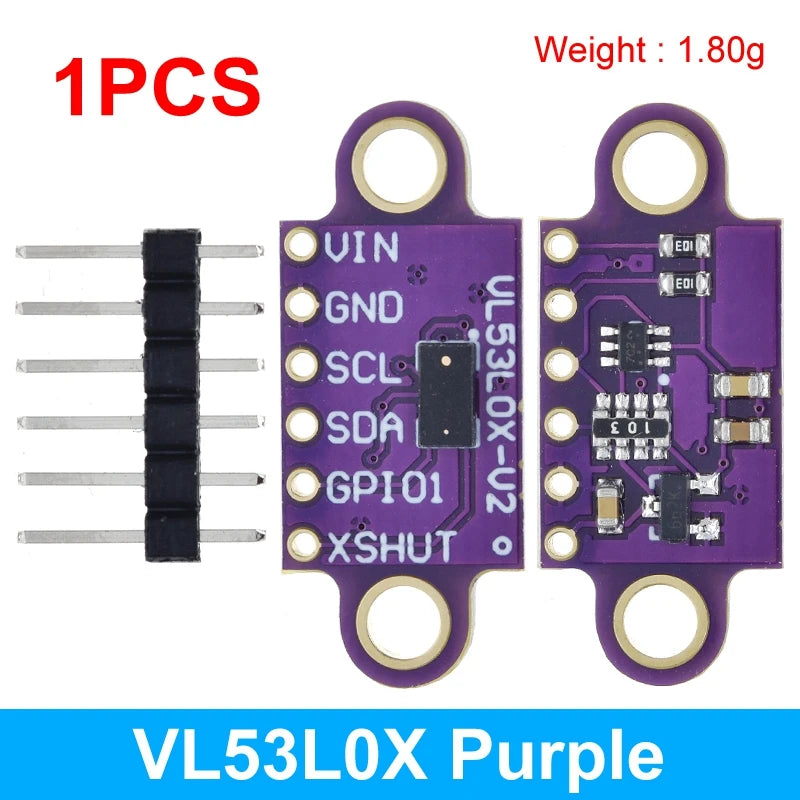 1/5PCS VL53L0X Time-of-Flight (ToF) Laser Ranging Sensor Breakout 940nm GY-VL53L0XV2 Laser Distance Module I2C IIC 3.3V/5V