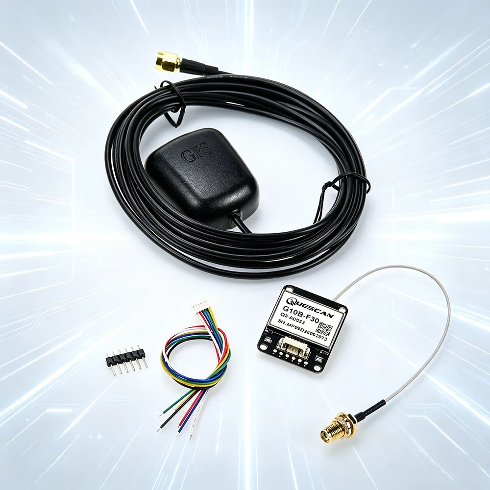 QUESCAN G10B-F30 UBX M10 GPS Module with Active Antenna Arduino ESP32 NMEA GPS GLONASS Galileo BeiDou QZSS Receiver GNSS Module
