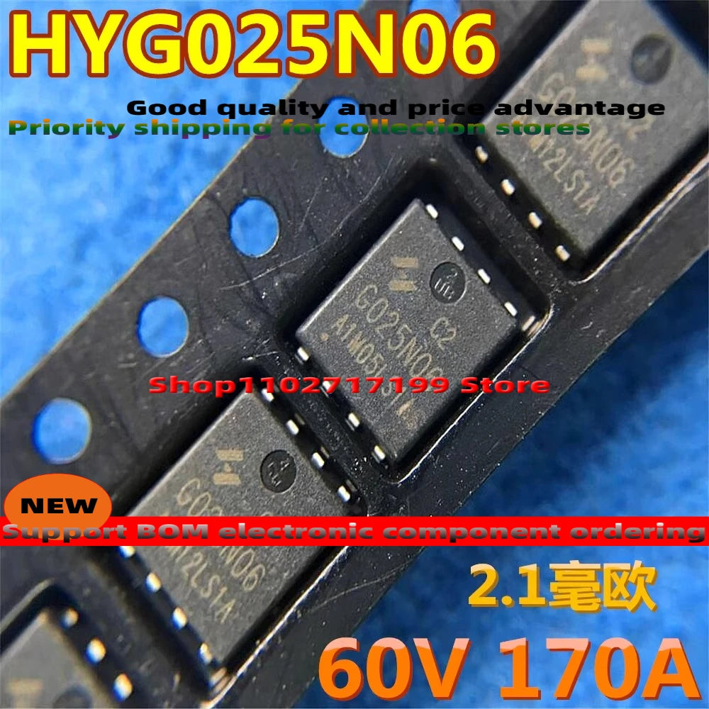 2-100PCS/Per Pack HYG025N06LS1C2 Silkscreen G025N06 PDFN56 N-ch 60V 170A MOSFET HYG025N06