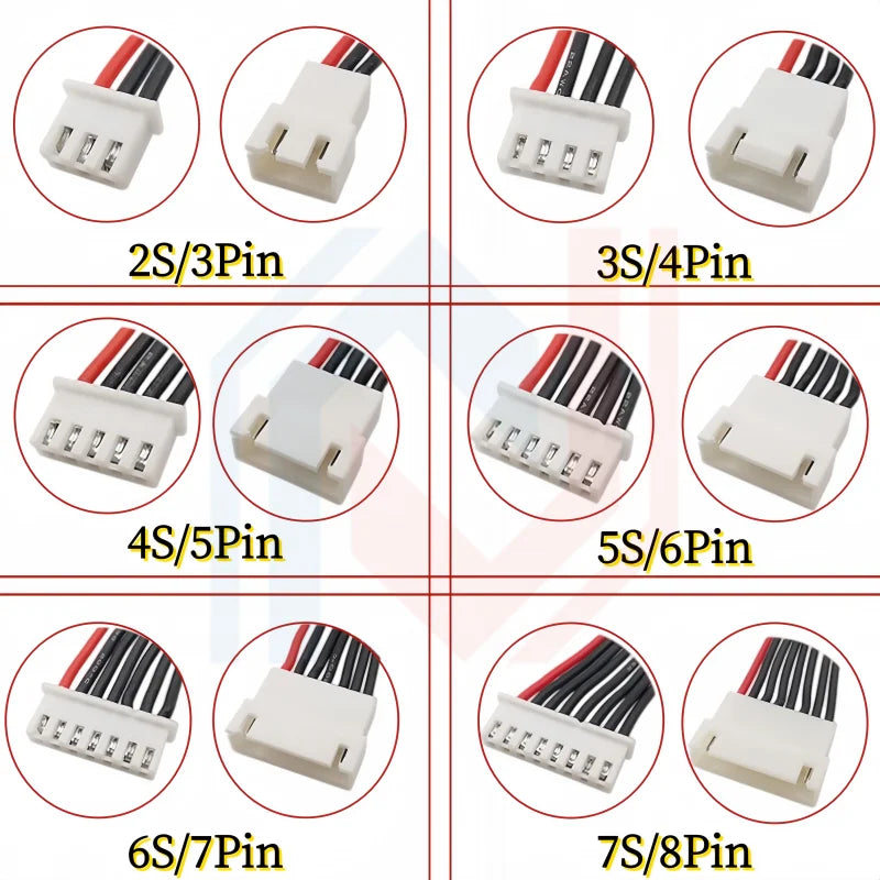JST XH 2.54mm Pitch 2s/3s/4s/5s/6s/7s/8s 22AWG Silicone Wire Lipo Balance Wires Extension Cable Connector XH2.54 Male to Female