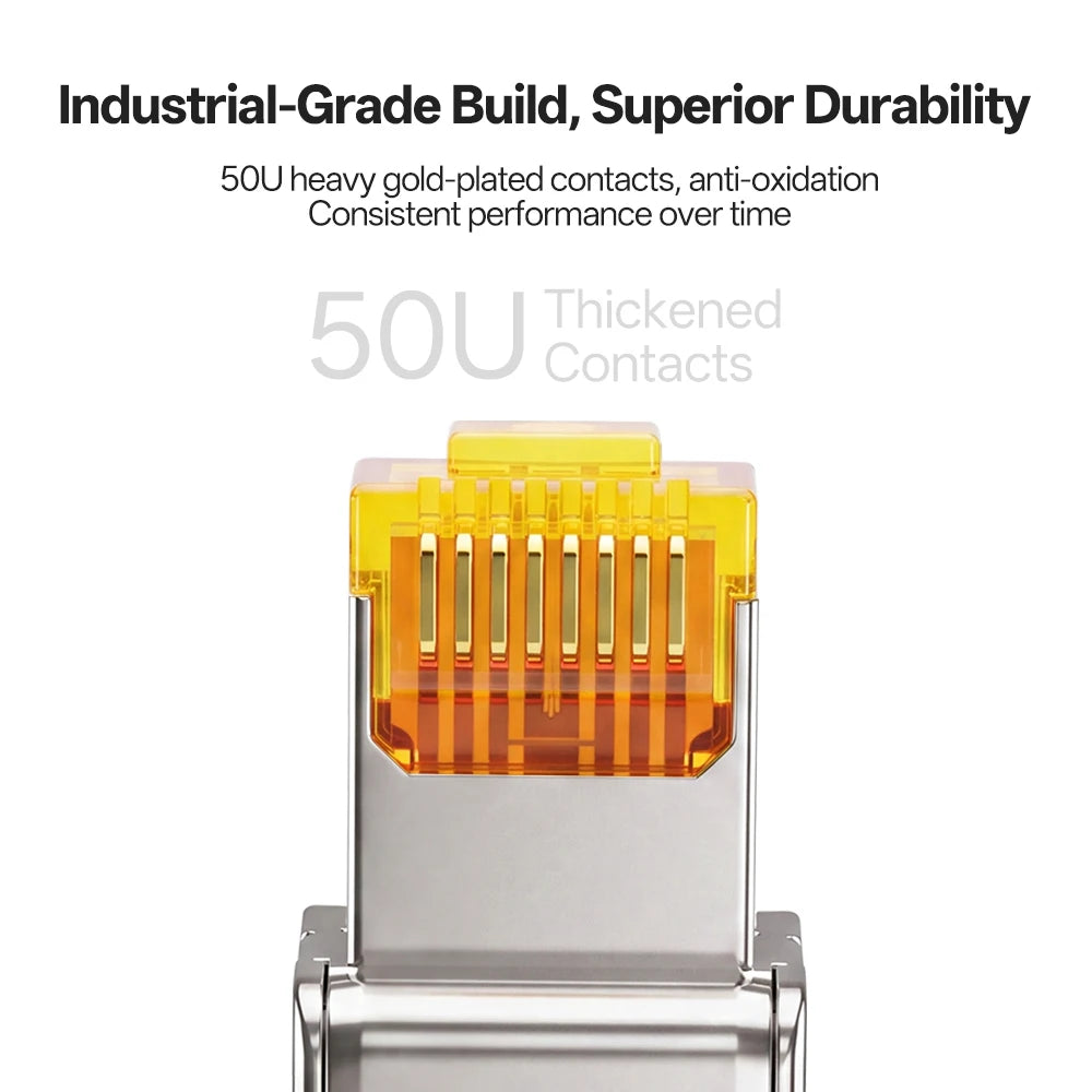 Cat7 Tool‑Free RJ45 Connector Shielded Reusable Field Termination Zinc‑Alloy No Crimp for CAT7 CAT6A STP Network Cabling Project