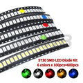 5050 5730 1210 1206 0805 0603 0402 SMD LED Diode Kit Red Green Blue White Yellow Orange 600pcs=6colors x 100pcs