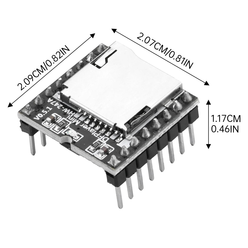YX5200 DFPlayer Mini MP3 Player Module MP3 Voice Decode Board Supporting TF Card U-Disk IO Serial Port AD Compatible for Arduino